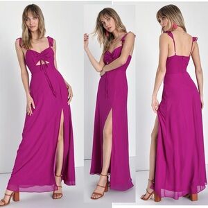 Lulus The Way to Love magenta purple ruffled maxi dress Sz XL NWT